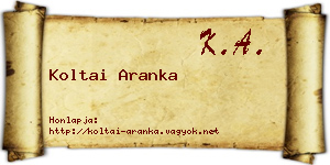 Koltai Aranka névjegykártya